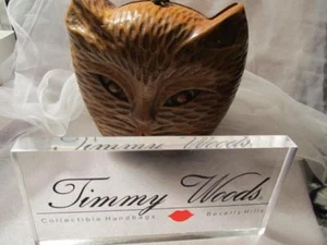 Bolso de mano vintage Timmy Woods gatito gato madera acacia - Imagen 1 de 10