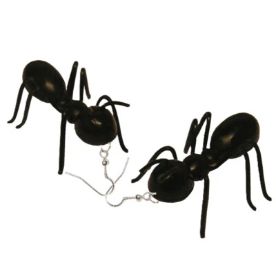 Huge Funky GIANT BLACK ANT EARRINGS Picnic Bug Summer Insect Gag Novelty Jewelry - Image 1 of 4