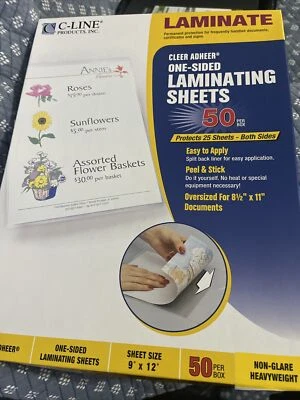 C-Line 65004 Cleer Adheer Self-Adhesive Laminating Film, 2 Mil, 9-Inch X... - Image 1 of 3