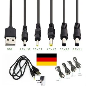 Stromkabel USB - DC Stecker 5V Adapter Kabel-Hohlstecker - 2.0/2.5/4.0/5.5mm DE - Zdjęcie 1 z 19