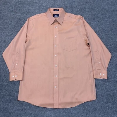 Camisa Stafford Hombre 17 32-33 Naranja Rayas Textura Manga Larga Camisa Foto 1 de 4