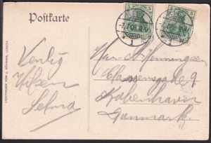 CLCV543 Deutschland alte Postkarte, Kiel - Kopenhagen, Jul. 07. 1908 Germania / Lübeck - Bild 1 von 2