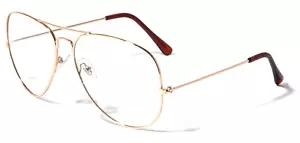 Aviator Glasses Gold Large Tear Drop Clear Lens 61mm UV400 - Picture 1 of 8