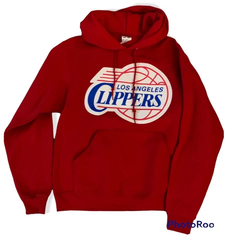 Men's Small Red Los Angeles Clippers Hoodie Pullover Sweater Front Pockets Cover