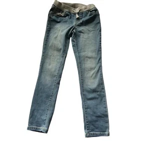 Girl's Straight Leg Denim Jeans with Gray Knit Drawstring Band - 10 - Picture 1 of 2