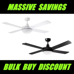 3A MINK 52" 1320mm AC Ceiling Fan With Wall Control Tri Colour Light White Black - Picture 1 of 4
