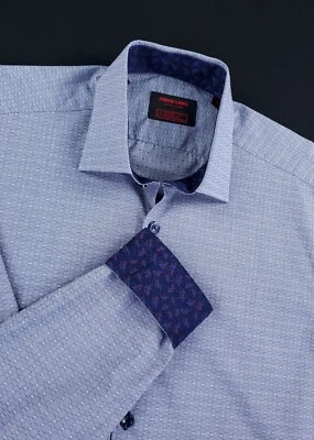 Jared Lang Men's M Semi Fitted Geometric Long Sleeve Button Up Shirt Blue NWT - Image 1 of 4