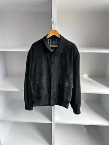 Giacca bomber vintage Burberrys Nova Check pelle scamosciata - Foto 1 di 13
