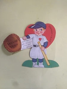 Valentine Card A-Meri-Card Series 108 Baseball Pun Stand Up Per-Mit Me - Picture 1 of 3