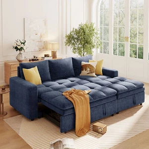 U_STYLE Soft Upholstered Sectional Sofa Bed with Storage Space, Suitable for Li - Picture 1 of 12