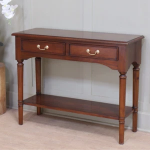 Mahogany Console Table | Hall Table | 2 Drawers Low Shelf Traditional NEW T021 - Picture 1 of 5