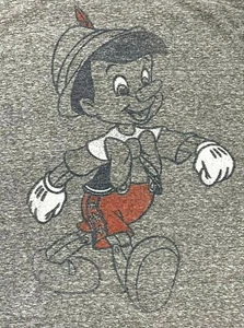 Retro Disney Pinocchio Loose Fit Short Sleeve T-shirt Gray Medium Unisex - Picture 1 of 6
