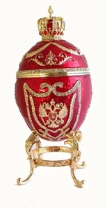 Copie oeuf Fabergé rouge - Picture 1 of 3