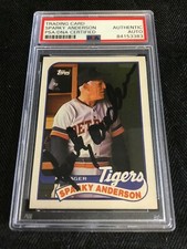 1989 TOPPS SIGNED #193 SPARKY ANDERSON DETROIT TIGERS MANAGER PSA/DNA AUTO HOF