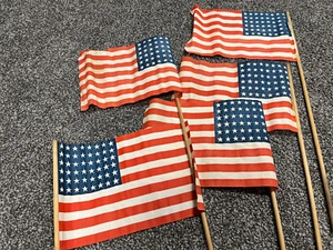 RARE Lot of ( 5 ) Vintage 48 Star American USA Flag Approx 8" X 12" w/24" Stick - Picture 1 of 8