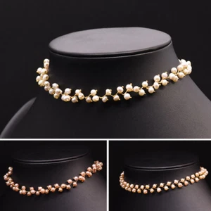 Gargantilla colgante de perlas naturales de agua dulce collar babero mujer joyería regalo - Imagen 1 de 27