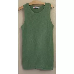 FREE PEOPLE BEACH Vestito Mini Maglione Donna Senza Maniche Misto Lino Verde Small - Foto 1 di 6