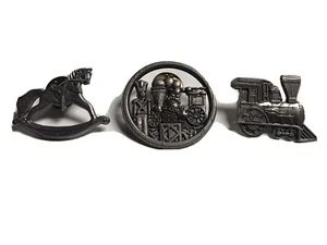 Vintage Peweter Anstecknadeln 1998 Punze Zug Lok Pferd 3 Stück - Bild 1 von 6