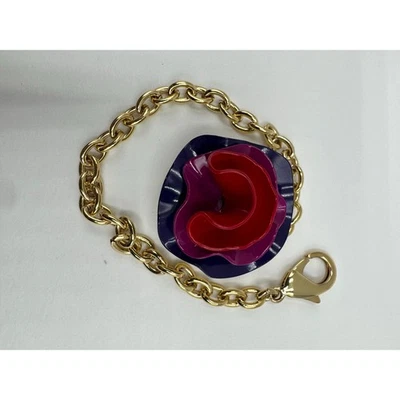 Pulsera Cadena Perfume Flor Lola Marc Jacobs 7" Crema Esmalte Sólido Dije Dorado Foto 1 de 4