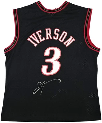 76ers Allen Iverson Auto Black Auth Mitchell Ness 01 HWC Swingman Jersey XL BAS - Image 1 of 4
