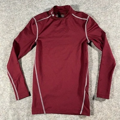 Camiseta base Under Armour para hombre manga larga compresión cuello falso borgoña talla S Foto 1 de 4
