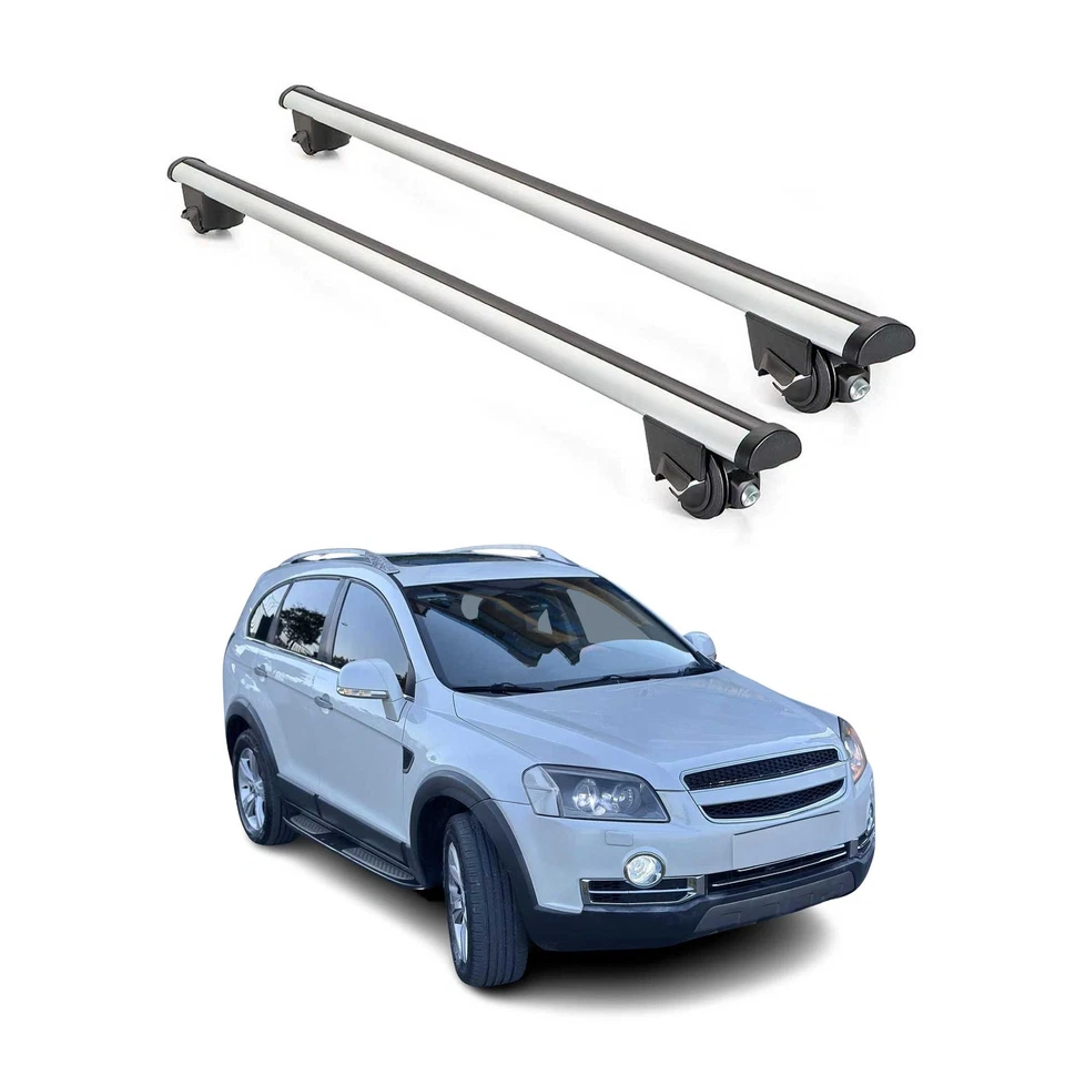 Rack de teto barras transversais bloqueáveis para Chevrolet Captiva Sport 2012-2015 cinza 2 peças - Imagem 1 de 4