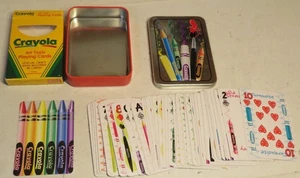 Crayola Art Tools Playing Cards Full Deck in Collectible Tin Kids Play Set GUC - Picture 1 of 6