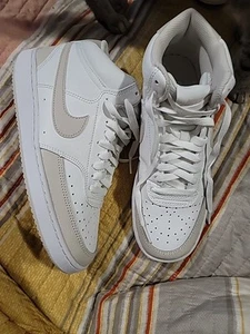 Nike Court Vision Mid White Tan Women's Size 9 - Picture 1 of 13
