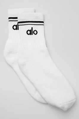 Alo Yoga Socks Unisex Half-Crew White/Black Logo NEW Unisex Fit - Image 1 of 4