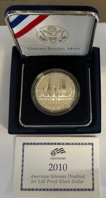 2010 American Veterans Disabled for Life Commemorative 90% Proof Silver Dollar - Image 1 of 2
