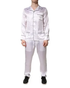 Dolce & Gabbana White Satin Silk Men Pajama Set Men's Sleepwear Authentic - Picture 1 of 5
