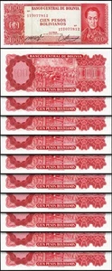 Bolivien 100 Bolivianos 1962, UNC, 10 Stück LOT, P-164 - Bild 1 von 5