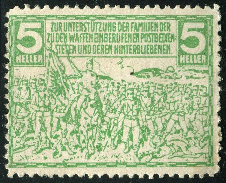 Austria WWI Postal Workers Relief Fund Cinderella Stamp 5 Heller Charity - Image 1 of 1