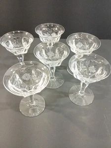 Vintage Heisey getäfelte geätzte Champaign Gläser (6er Set) sehr guter Zustand - Bild 1 von 9