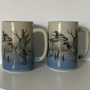 Wood Ducks Large Mugs Otagiri Set Of 2 Vintage Japan 4.75” Hunting Nature Birds - Picture 1 of 16
