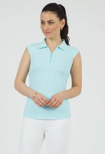 Ibkul DAMEN Mini Karo ärmellos Polo GOLF SMALL 1/4 REISSVERSCHLUSS MEERSCHAUM WEISS NEU OHNE ETIKETT - Bild 1 von 5