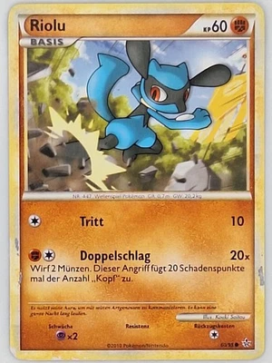 Riolu 60/95 Pokemon - German HGSS Unleashed MP - Image 1 of 2