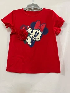 New Disney Red Minnie Mouse Floral T Shirt Short Sleeve Girls sizes 4T,5,6,7 - Picture 1 of 5