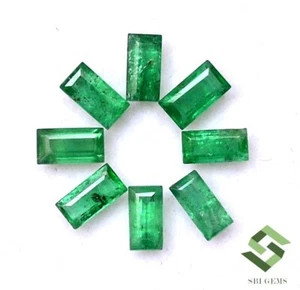 4x2 mm Natural Emerald Baguette Cut Lot 08 Pcs 1.10 CTS Untreated Loose Gemstone - Picture 1 of 5