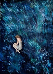 Original Watercolor Painting Dark Fantasy Wall Psychedelic Wall Art - Picture 1 of 3