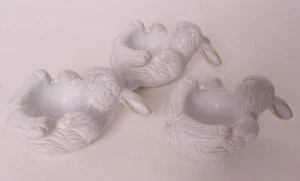 Pottery Barn Rustic Bunny Stoneware Egg holders, set of 3, white, Easter table - Picture 1 of 3
