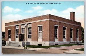 Postal Oficina de Correos de Estados Unidos Prairie du Chien Wisconsin lino - Imagen 1 de 2