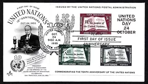 UNITED NATIONS NEW YORK, SCOTT # 38, ARTCRAFT FDC COVER OF 1955 SOUVENIR SHEET - Picture 1 of 1