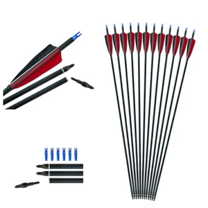 31“ 12PCS Turkey Natural Feather Arrows Hunting Target Carbon Fiber Shaft SP500 - Picture 1 of 9