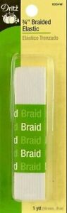 Dritz ~ (9334W) - 3/4" Braided Elastic - White, 1 yd