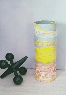 Yellow Orange Glass Vase/Hand Painted Modern Yellow Vase/Unique Vase - Image 1 of 4