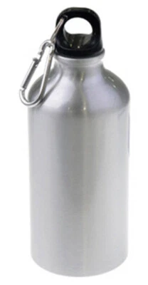 1 pc Aluminum Grey Sport Thermos Flask w/Carabine Sublimation Heat Transfer  - Image 1 of 4