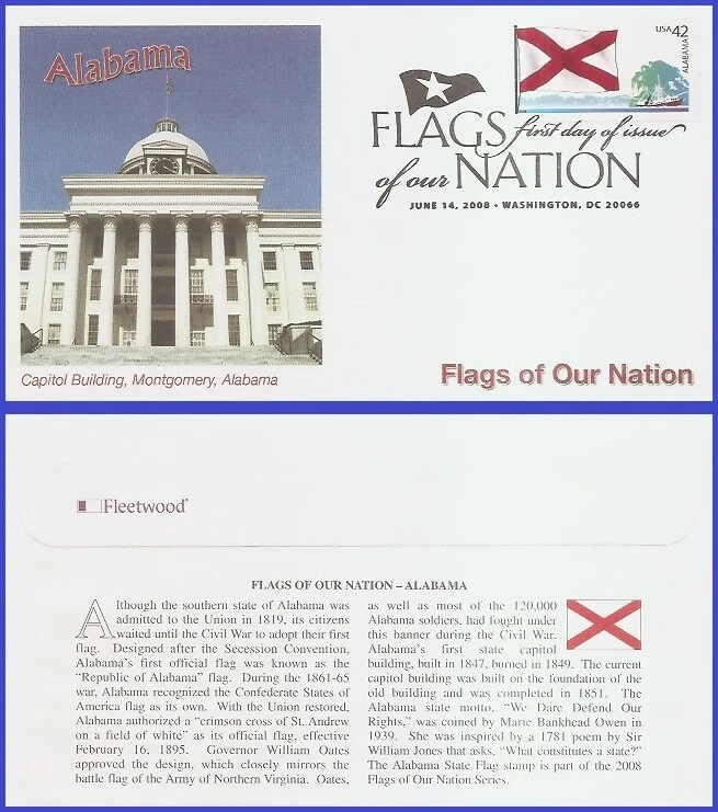 USA6 #4274 U/A FLEETWOOD FDC   Alabama Flag - Image 1 of 1