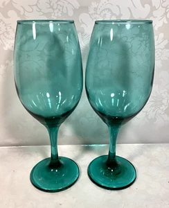 Set Of 2 Cristar Rioja Smoke Green Smooth Wine Glasses Made In Columbia - Bild 1 von 10