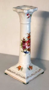 Austria MZ White Porcelain with Flowers Candle Stick Holder 9.5" Tall - Imagen 1 de 5